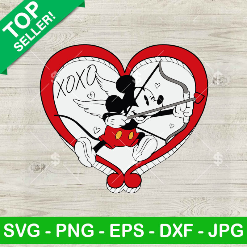 Mickey cupid Valentine xoxo SVG, Valentine Cupid Disney SVG, Valentine Cupid Mickey mouse SVG PNG EPS DXF