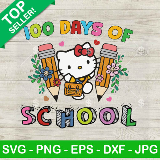 100 Days Of School Floral Hello Kitty SVG