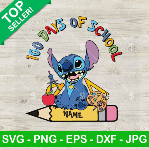 100 Days Of School Disney Stitch Costume Name Svg