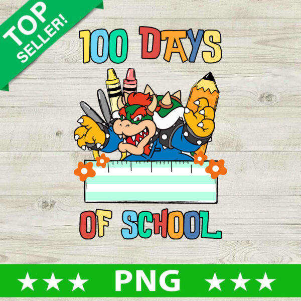 100 Days of School Bowser Super Mario PNG