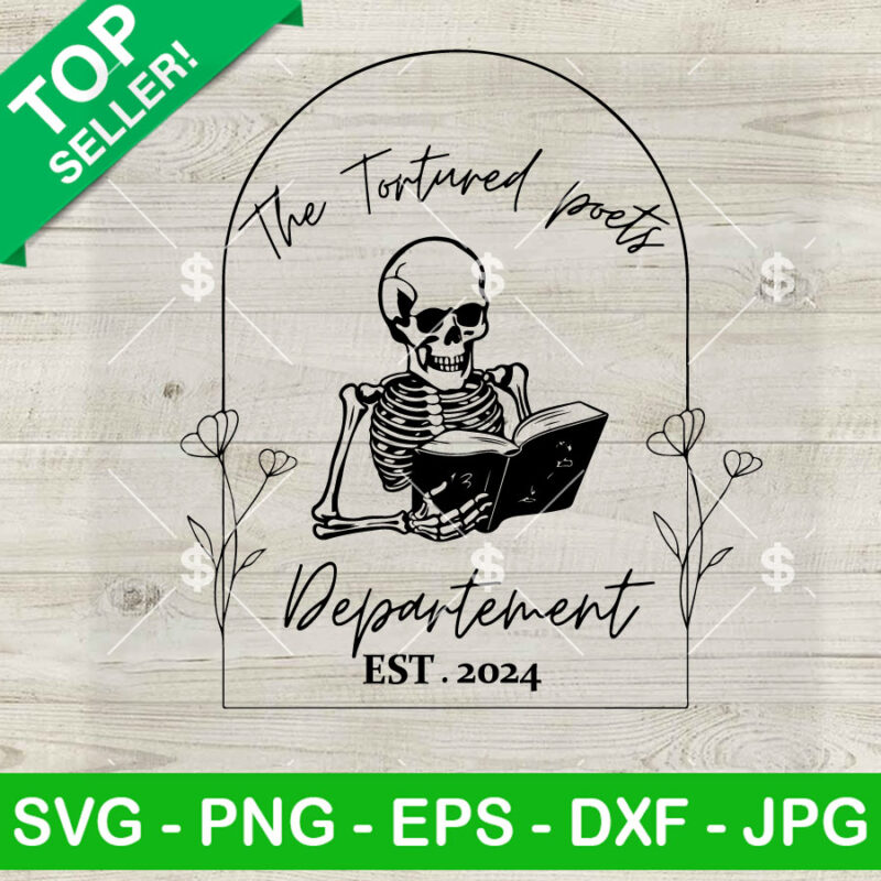 The Tortured Poets Department Skull SVG