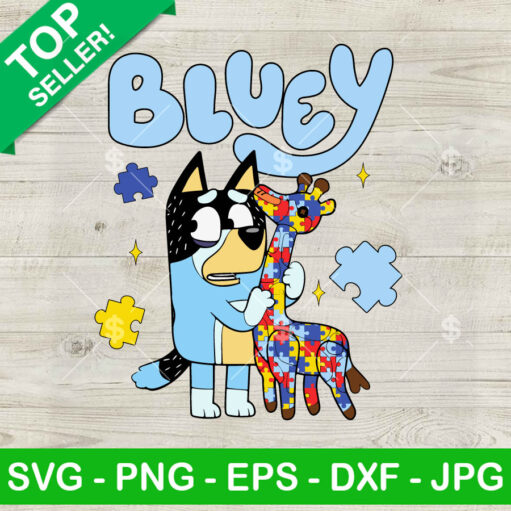 Bluey Holding Autism Giraffe Svg