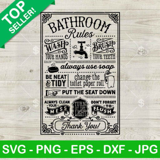 Funny Bathroom Rules Svg