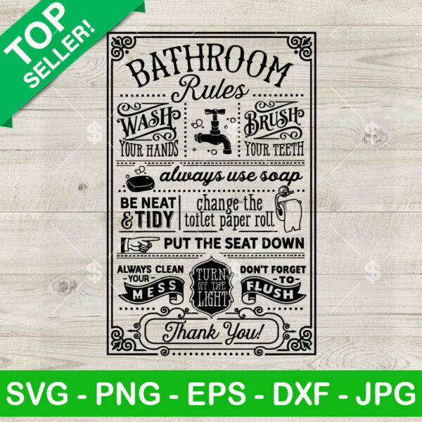 Funny Bathroom Rules SVG