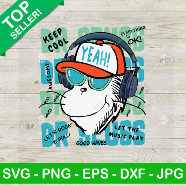 Dr Seuss Headphone Let's Music Play SVG