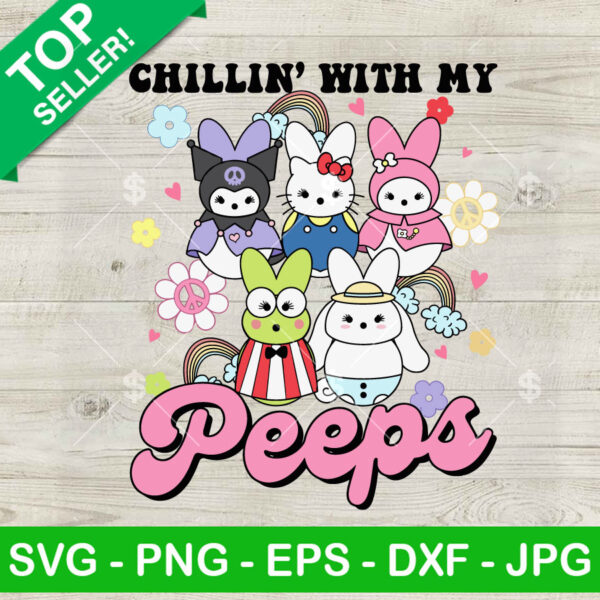 Chillin With My Peeps Hello Kitty Bunny SVG