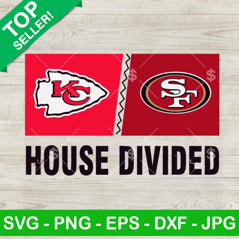 House Devided KC Chiefs vs 49ers SVG, KC Chiefs vs 49ers SVG, Kansas City Chiefs Super Bowl SVG PNG DXF