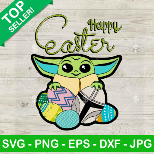 Baby Yoda Happy Easter Svg
