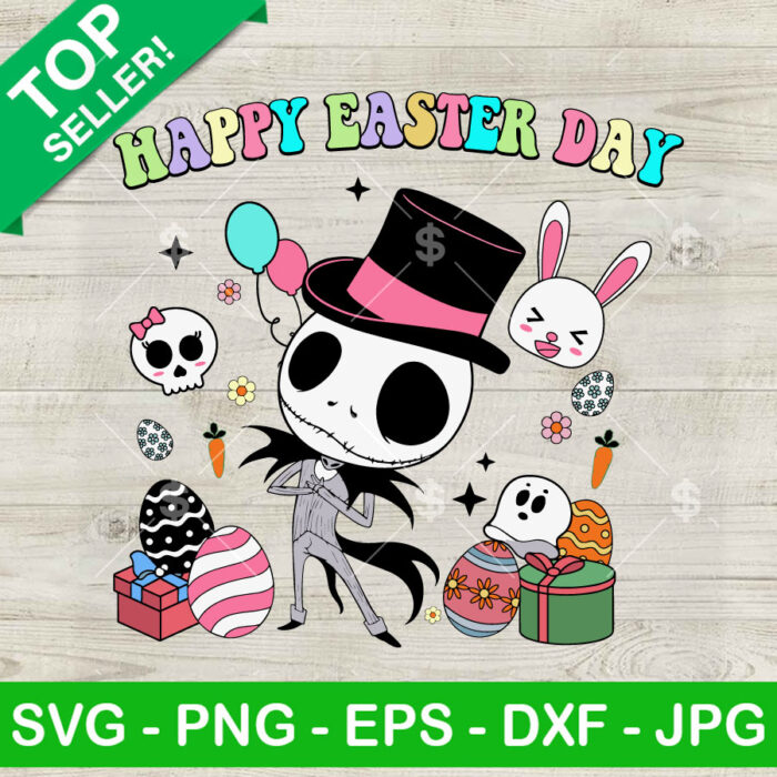 Baby Jack Skellington Happy Easter Day SVG, Happy Easter SVG, Jack Skellington SVG PNG DXF EPS