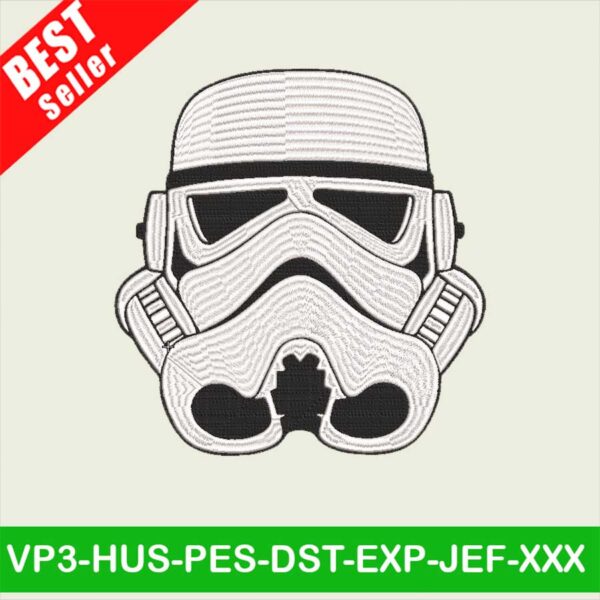 Stormtrooper Star Wars face Embroidery Designs, Stormtrooper Star Wars Embroidery Files, Stormtrooper Embroidery machine