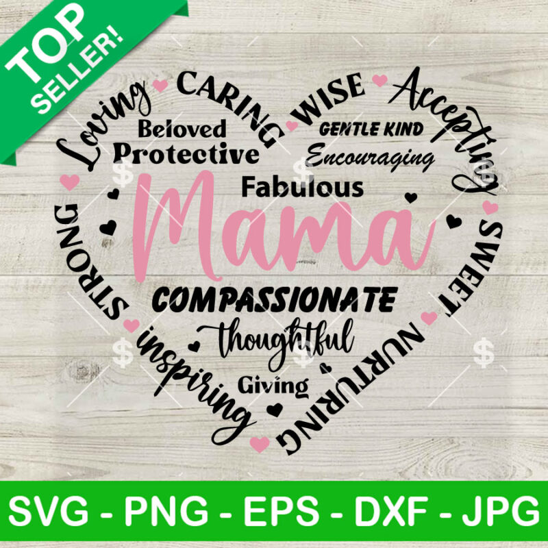 Fabulous Mama Heart SVG, Mother's Day SVG, Family Mom Heart Shape SVG PNG DXF EPS