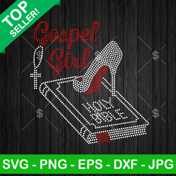 Rhinestone File Gospel Girl Holy Bible SVG
