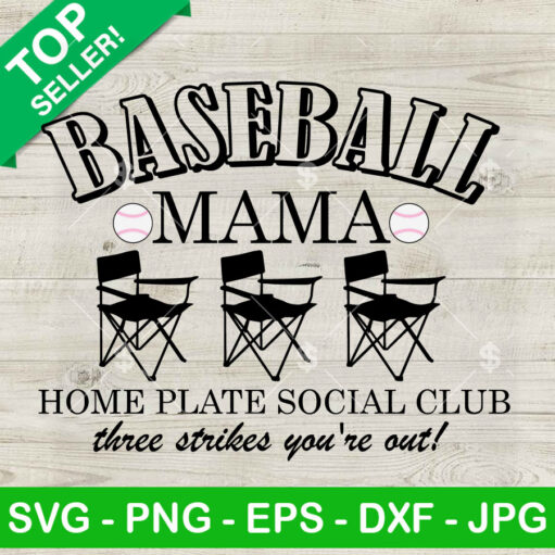 Baseball Mama Home Plate Social Club SVG