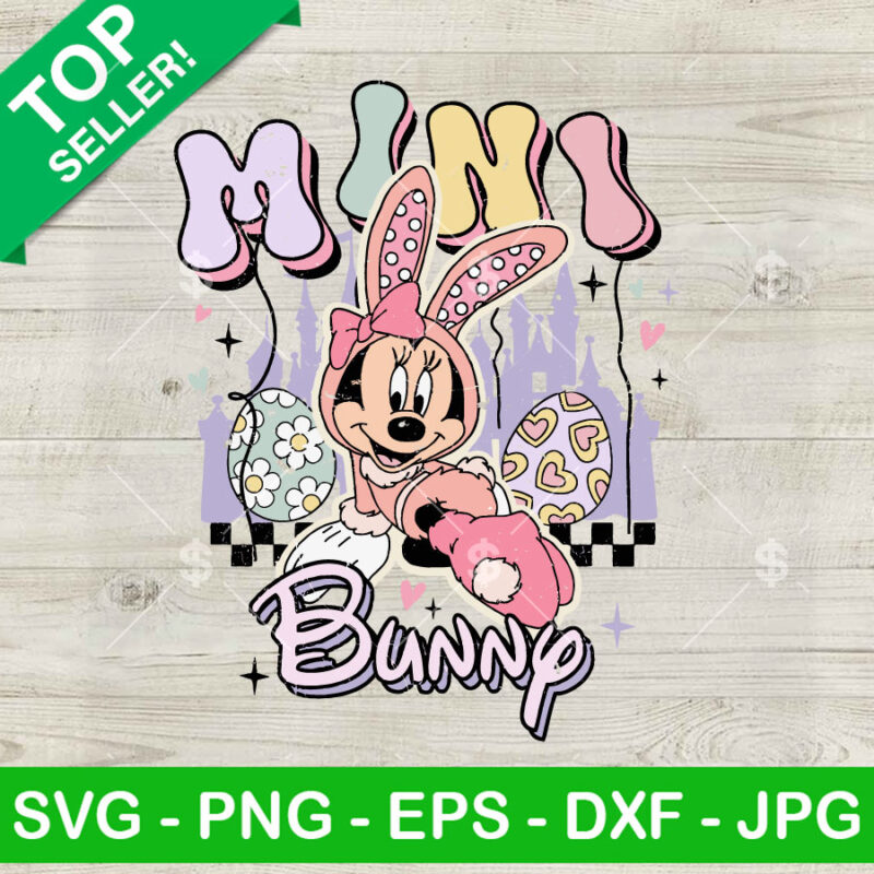 Minnie Mini Bunny Easter SVG, Disney Mama Easter SVG, Funny Bunny Ear SVG PNG DXF EPS