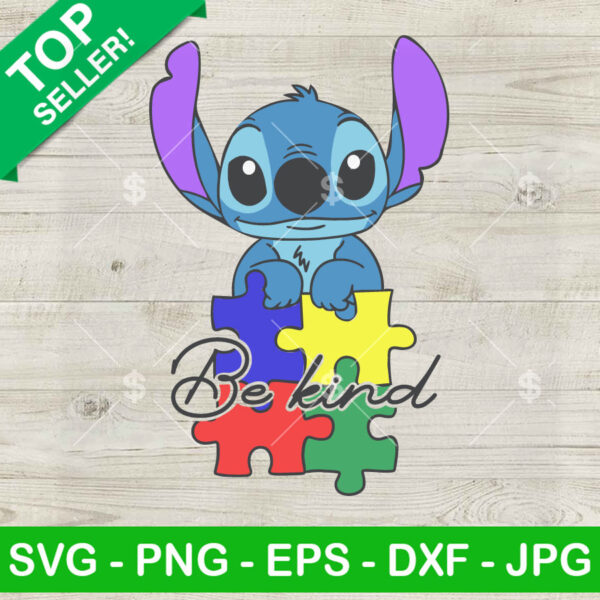 Stitch Bekind Autism Puzzle Piece SVG