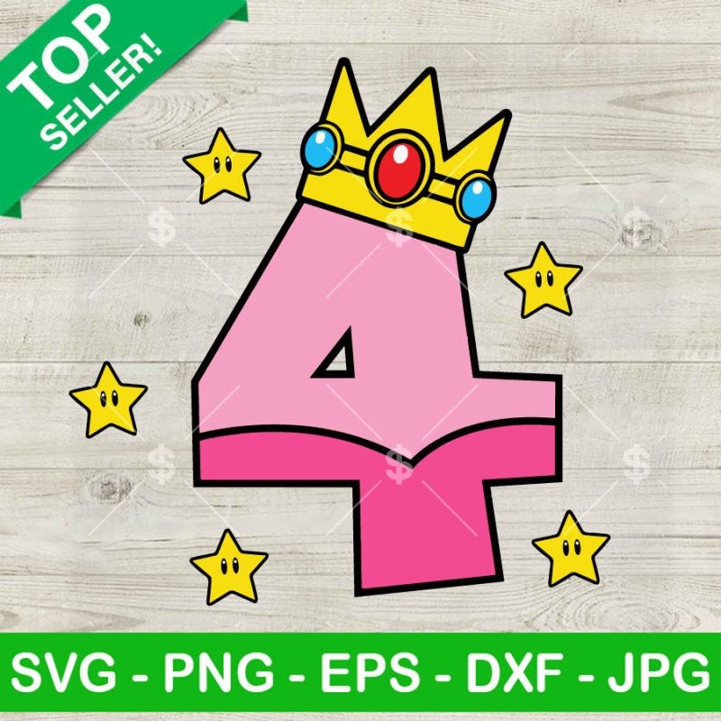 Princess Peach 4th Birthday SVG, Princess Peach Birthday Girl SVG ...