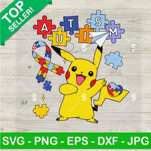 Pikachu Autism Ribbon SVG