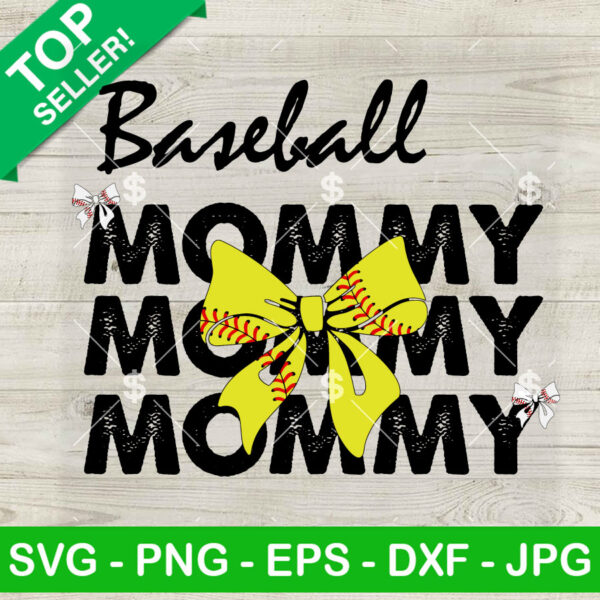 Baseball Mommy Bow SVG, Baseball Mom SVG, Sport Bow SVG PNG DXF EPS