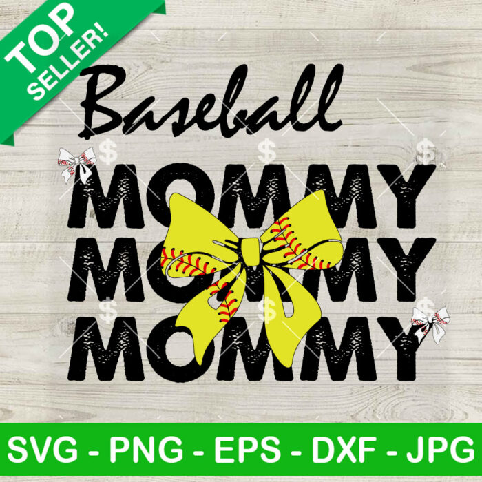 Baseball Mommy Bow SVG, Baseball Mom SVG, Sport Bow SVG PNG DXF EPS