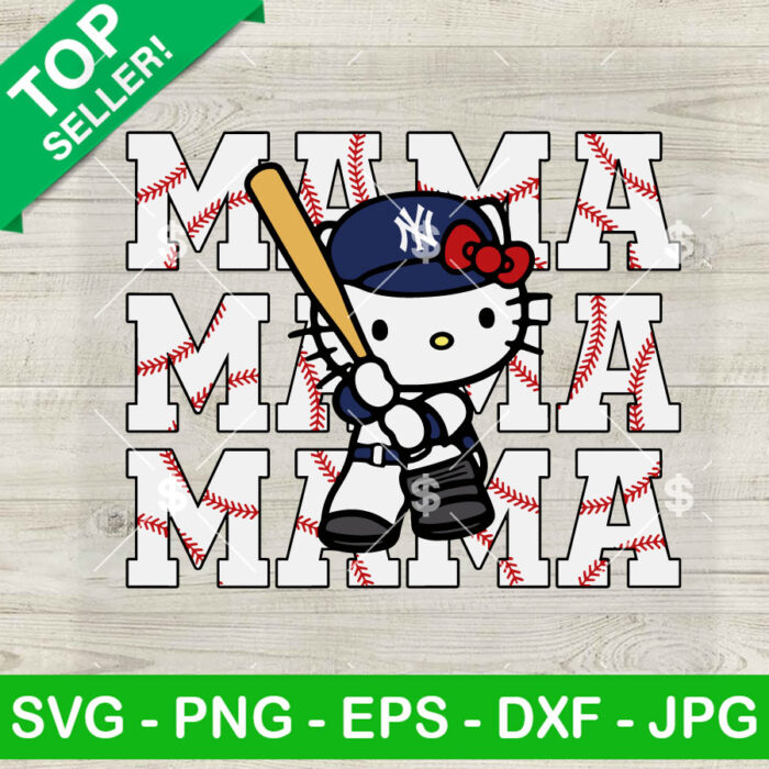 Hello Kitty Mama NY Yankees Baseball Team SVG