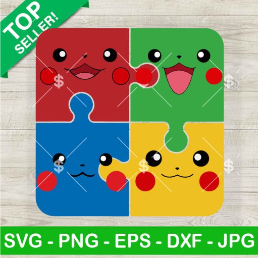 Pikachu Face Autism Puzzle Piece Svg