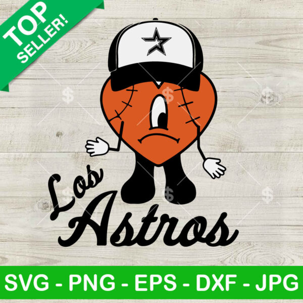 Bad Bunny Sad Heart Houston Astros SVG, Bad Bunny Hear Baseball SVG, Houston Astros Team SVG PNG DXF EPS