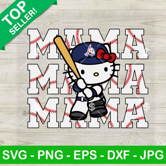 Hello Kitty Mama Atlanta Braves Baseball Team SVG