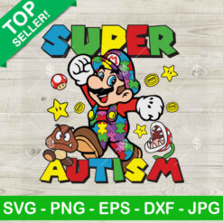 Super Autism Mario Bros SVG, Super Mario Autism Awareness SVG, Puzzle Piece Cricut PNG DXF EPS