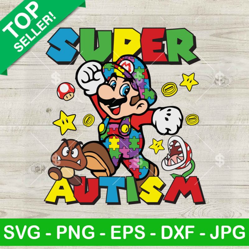 Super Autism Mario Bros Svg Super Mario Autism Awareness Svg Puzzle