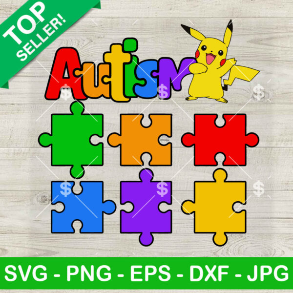 Pikachu Autism Awareness SVG