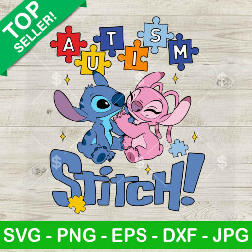 Stitch And Angel Autism Awareness SVG