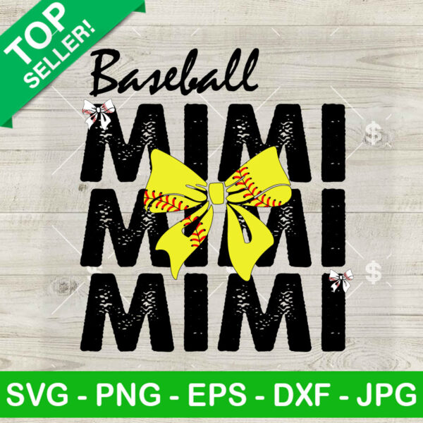 Baseball Mimi Sport Bow SVG, Baseball Bow SVG, Sport Mom Mother's Day SVG PNG DXF EPS