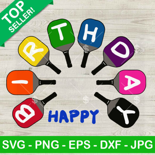 Pickleball Happy Birthday SVG