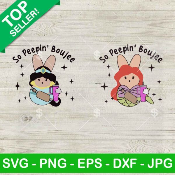 So Peepin Boujee Easter SVG, Disney Princess bunny easter SVG, Disney Princess Boujee Tumbler SVG Cricut PNG DXF