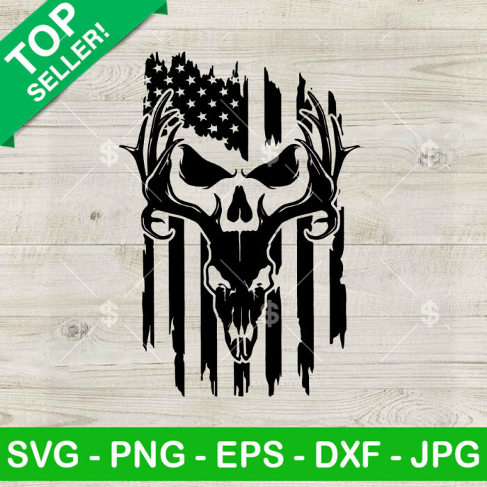 Buck skull america Flag SVG