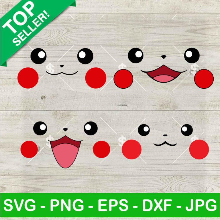 Pikachu Cute Face SVG Bundle, Pokemon Character SVG, Cartoon For Kid ...