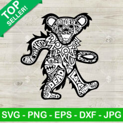 Mandala Dancing Bear Grateful Dead SVG, Dancing Bear SVG, Grateful Dead Logo SVG PNG DXF EPS