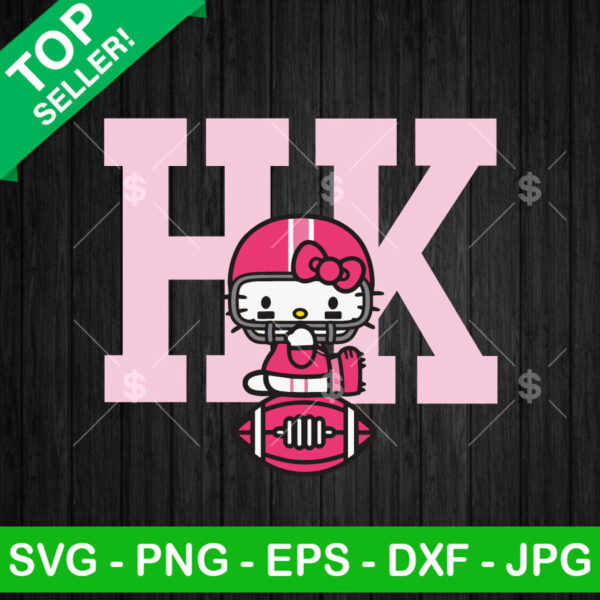 Pink Hello Kitty Football SVG, Cute Kitty Cat Football Fan SVG, Football Fan Cricut PNG DXF EPS