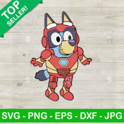 Bluey Costume Iron Man SVG, Funny Bluey Heeler Superhero Gift SVG, Avenger Cricut PNG DXF EPS