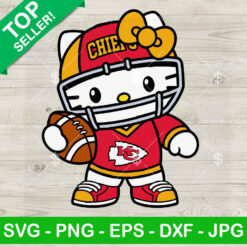 Hello Kitty KC Chiefs Football SVG, Kitty Cat Football Team SVG, Chiefs Fan SVG PNG DXF EPS Files Cricut