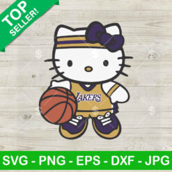 Hello Kitty Lakers SVG, Hello Kitty Los Angeles Lakers SVG, Hello Kitty Basketball Lakers SVG PNG DXF