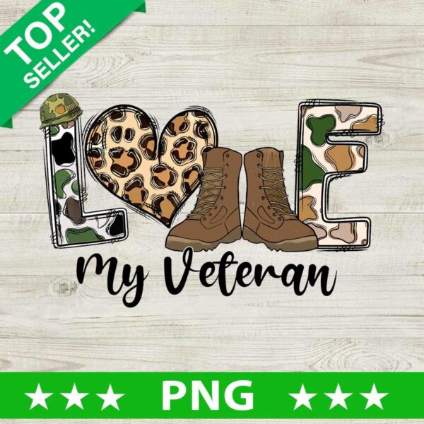 Love My Veteran Leopard Print PNG