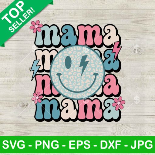 Vintage Mama Smiley Face Svg