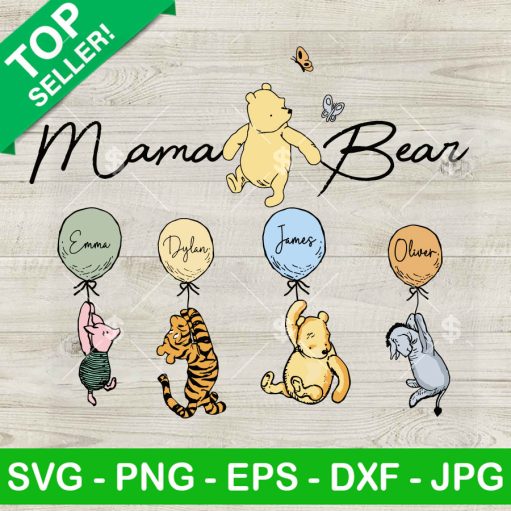 Winnie The Pooh Mama Bear Custom Name Svg