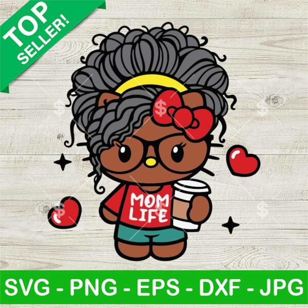 Black Hello Kitty Mom Life SVG