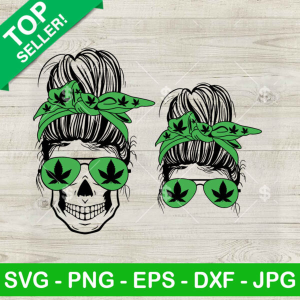 Skeleton Weed Mom Messy Bun SVG
