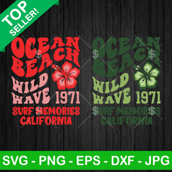 Ocean Beach Wild Wave 1971 California SVG
