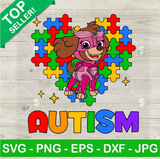 Paw Patrol Skye Autism Heart SVG