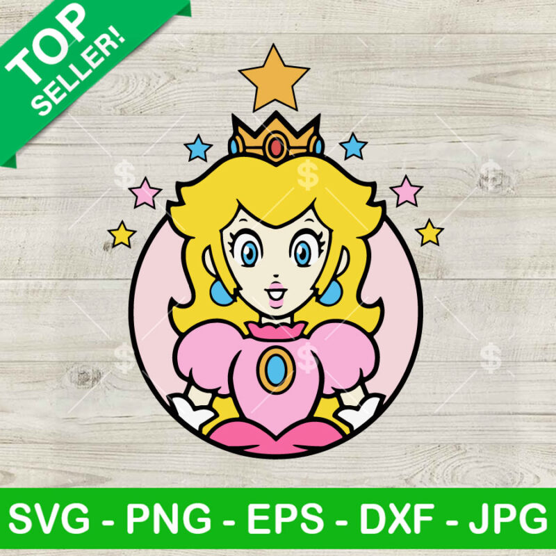 Mario Princess Peach SVG, Super Mario Princess Design SVG, Mario Bros SVG PNG DXF EPS
