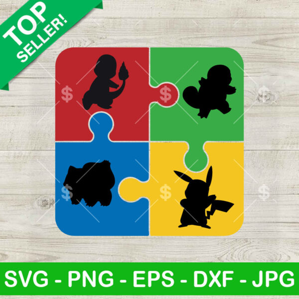 Pokemon Autism Puzzle Piece SVG, Autism Puzzle Piece SVG, Pikachu Autism SVG PNG DXF EPS Files Cricut